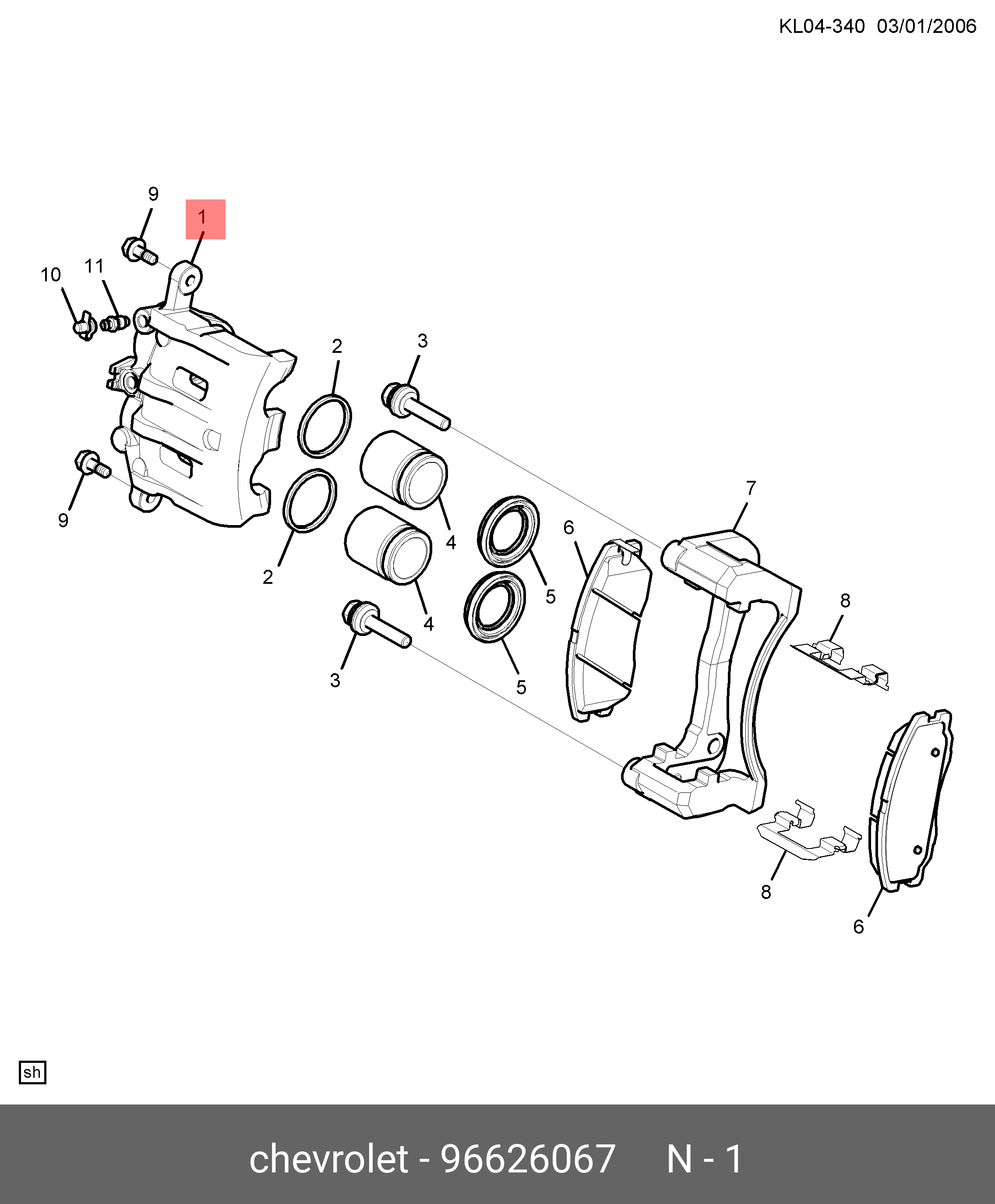 96626067 OPEL тормозной суппорт