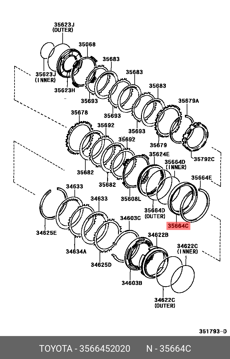3566452020 TOYOTA МУФТА СИНХРОНИЗАТОРА КПП