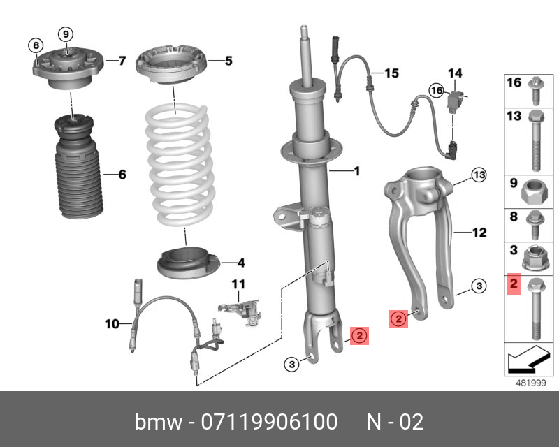 07119906100 BMW Болт с буртиком с шестигранной головкой
