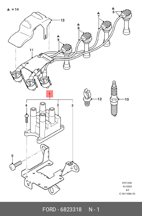 6823318 FORD Катушка зажигания