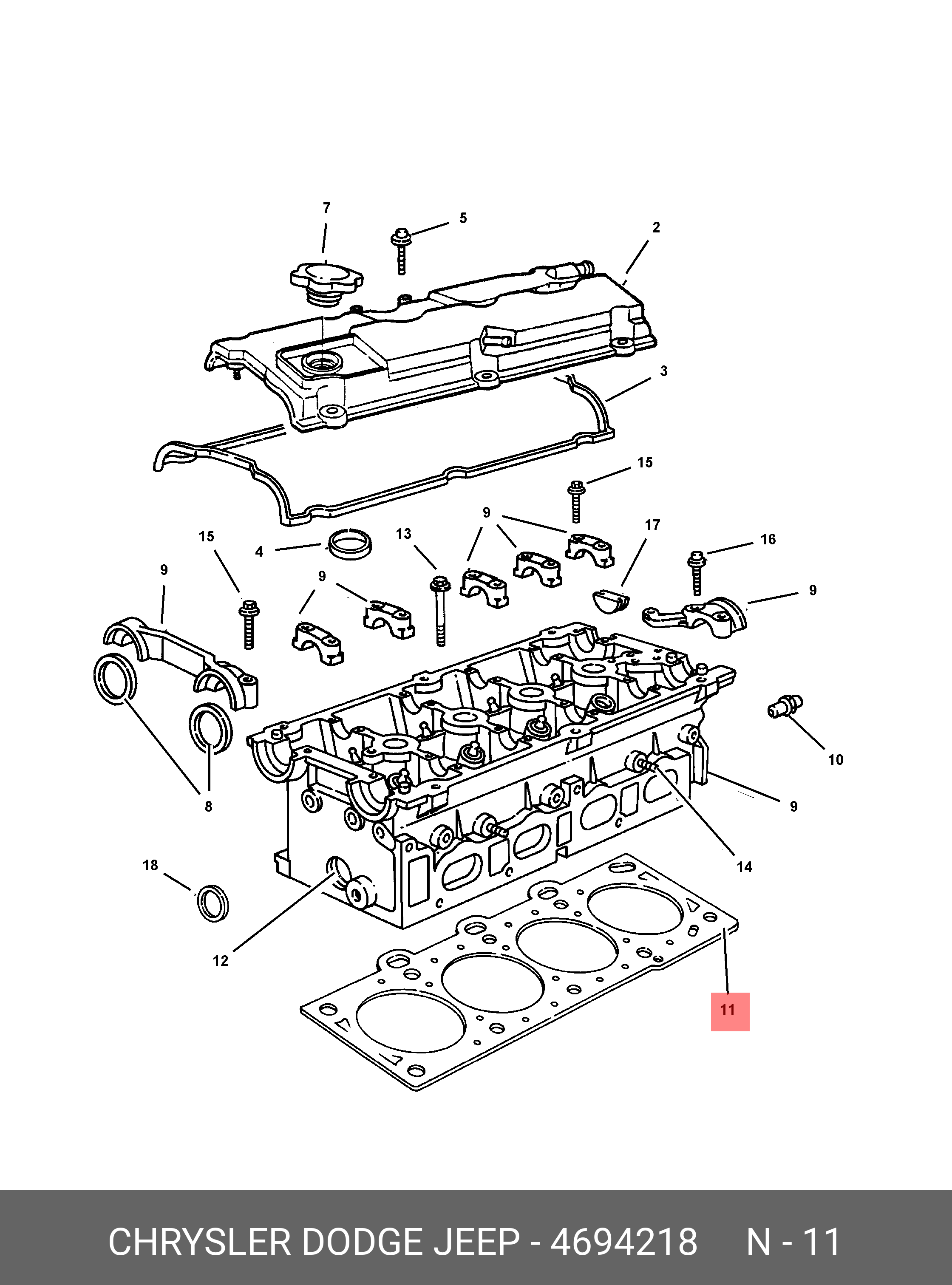 4694218 CHRYSLER GASKET, CYLINDER HEAD
