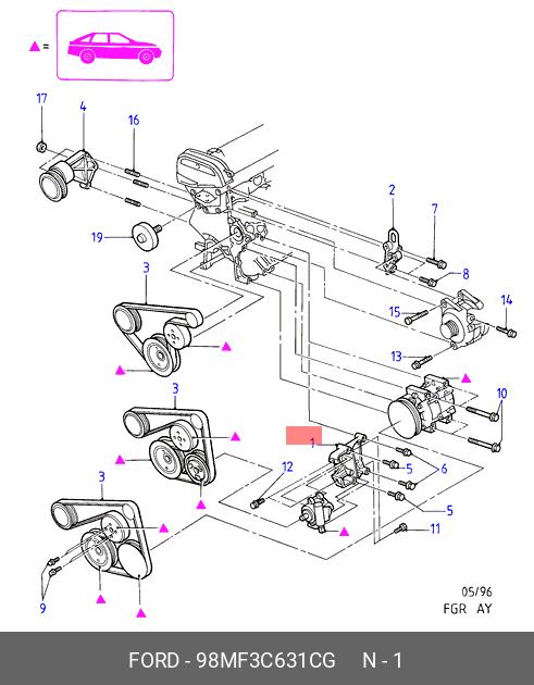 98MF3C631CG FORD Натяжная планка, поликлиновой ремень