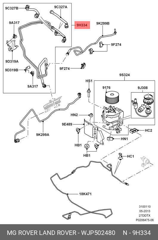 WJP502480 LAND ROVER Трубопровод