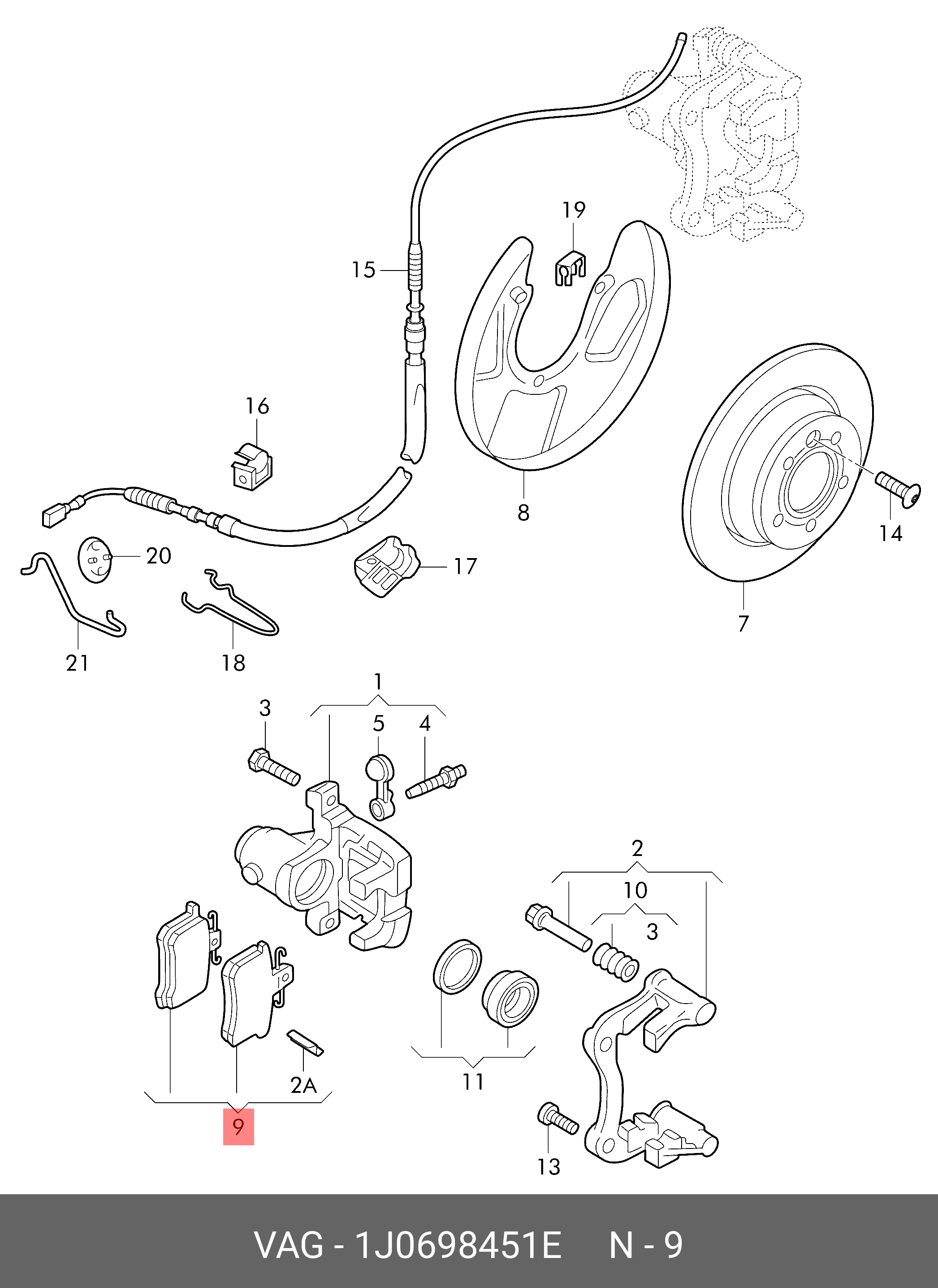 1J0698451E VAG Тормозные колодки задние