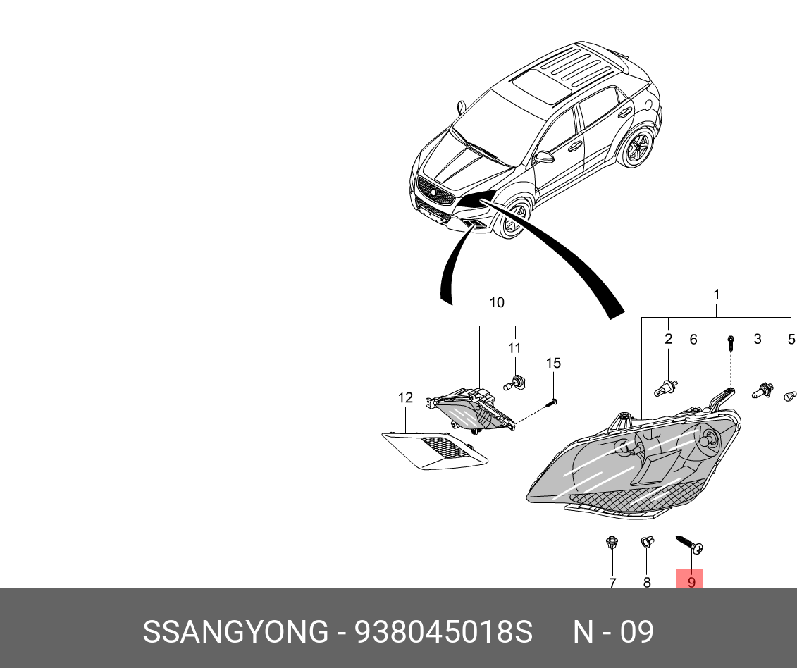 938045018S SSANG YONG Винт крепежный