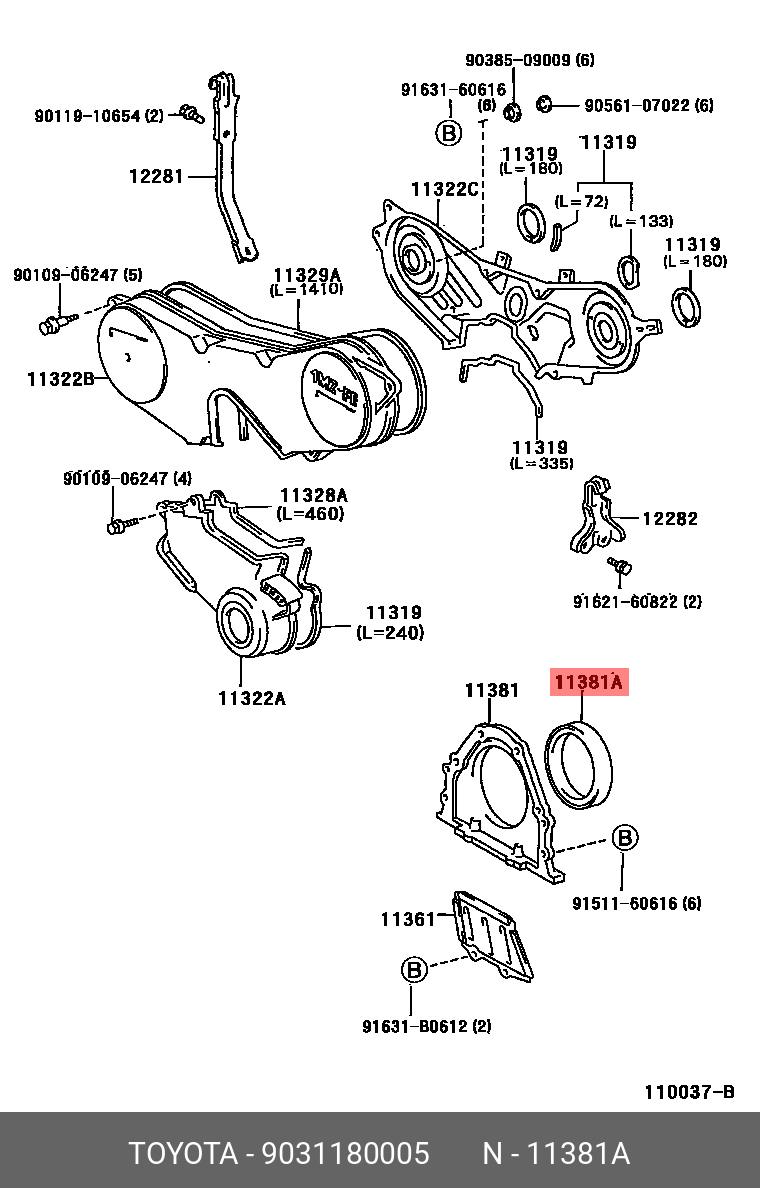9031180005 TOYOTA Уплотняющее кольцо, коленчатый вал