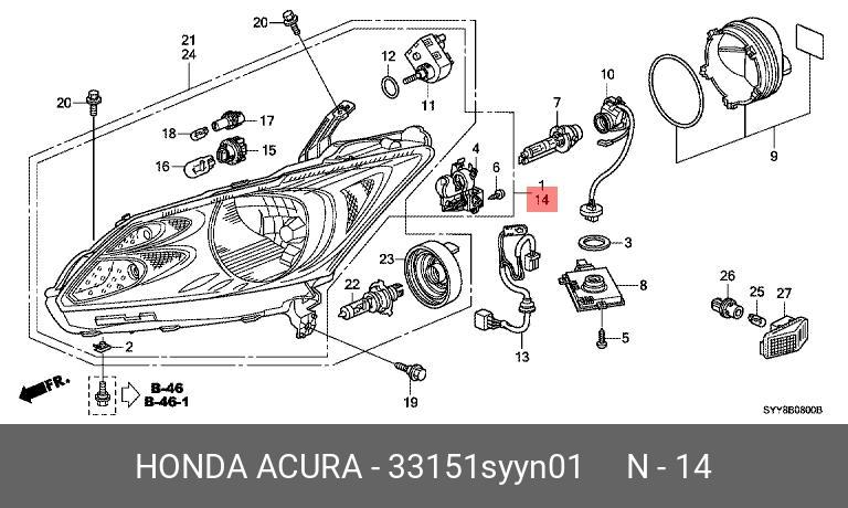 33151SYYN01 HONDA Фара головного света