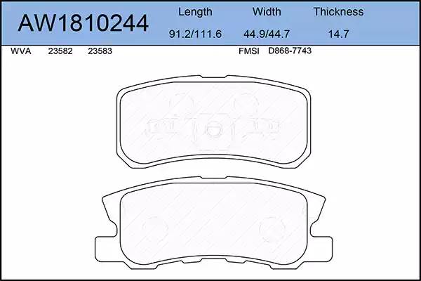 AW1810244 AYWIPARTS Колодки тормозные задние
