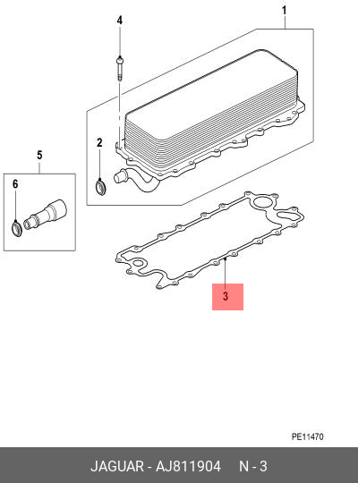 AJ811904 JAGUAR GASKET-OIL COOLER