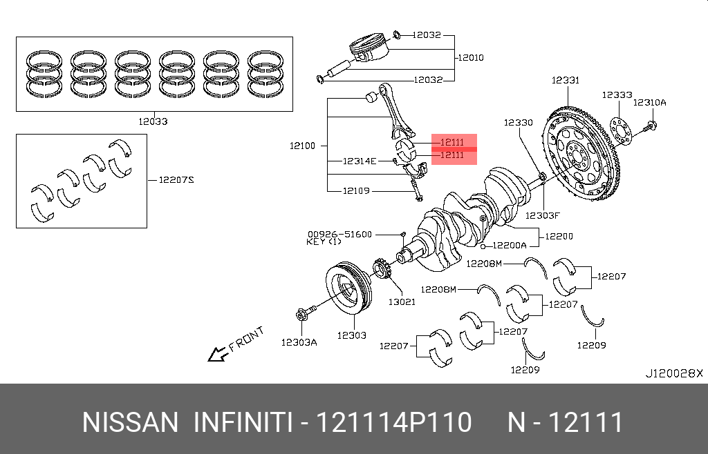 121114P110 NISSAN ВКЛАДЫШ ШАТУННЫЙ