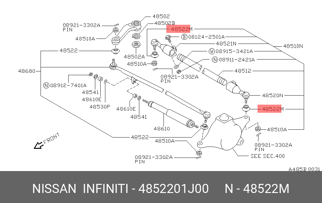 4852201J00 NISSAN ПЫЛЬНИК РУЛЕВОГО МЕХАНИЗМА