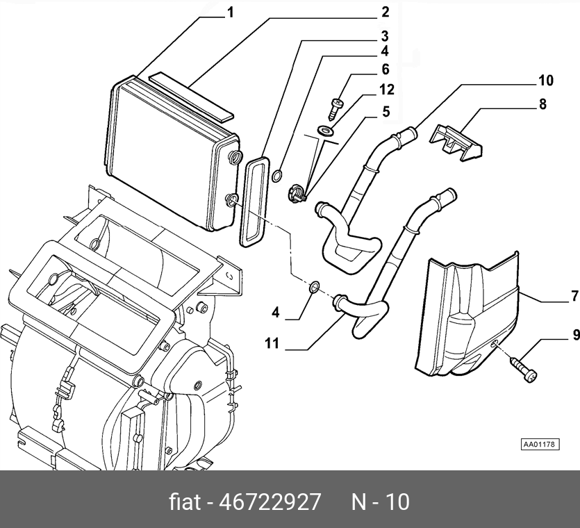 46722927 FIAT/ALFA/LANCIA ПАТРУБОК СИСТЕМЫ ОТОПЛЕНИЯ