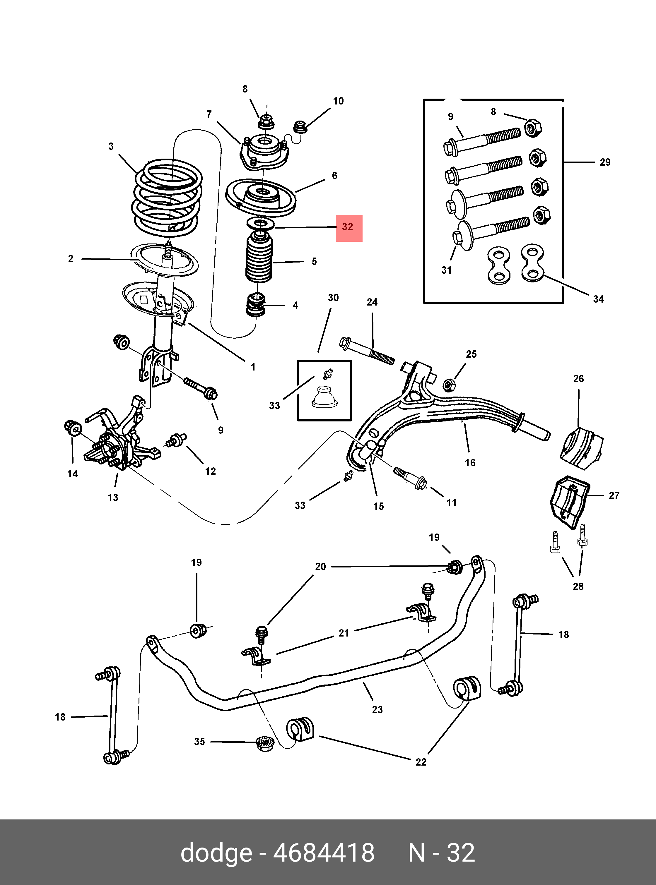 04684418 CHRYSLER ПОДШИПНИК ОПОРЫ АМОРТИЗАТОРНОЙ СТОЙКИ ПЕРЕДНЕЙ