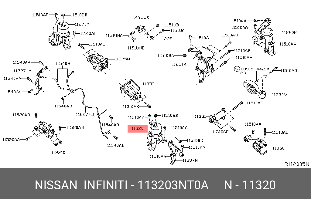 113203NT0A NISSAN ПОДУШКА ДВИГАТЕЛЯ