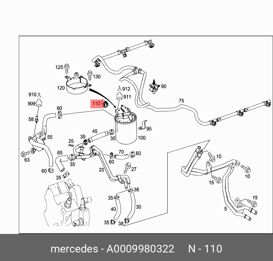 A0009980322 MERCEDES-BENZ Труба перепускная