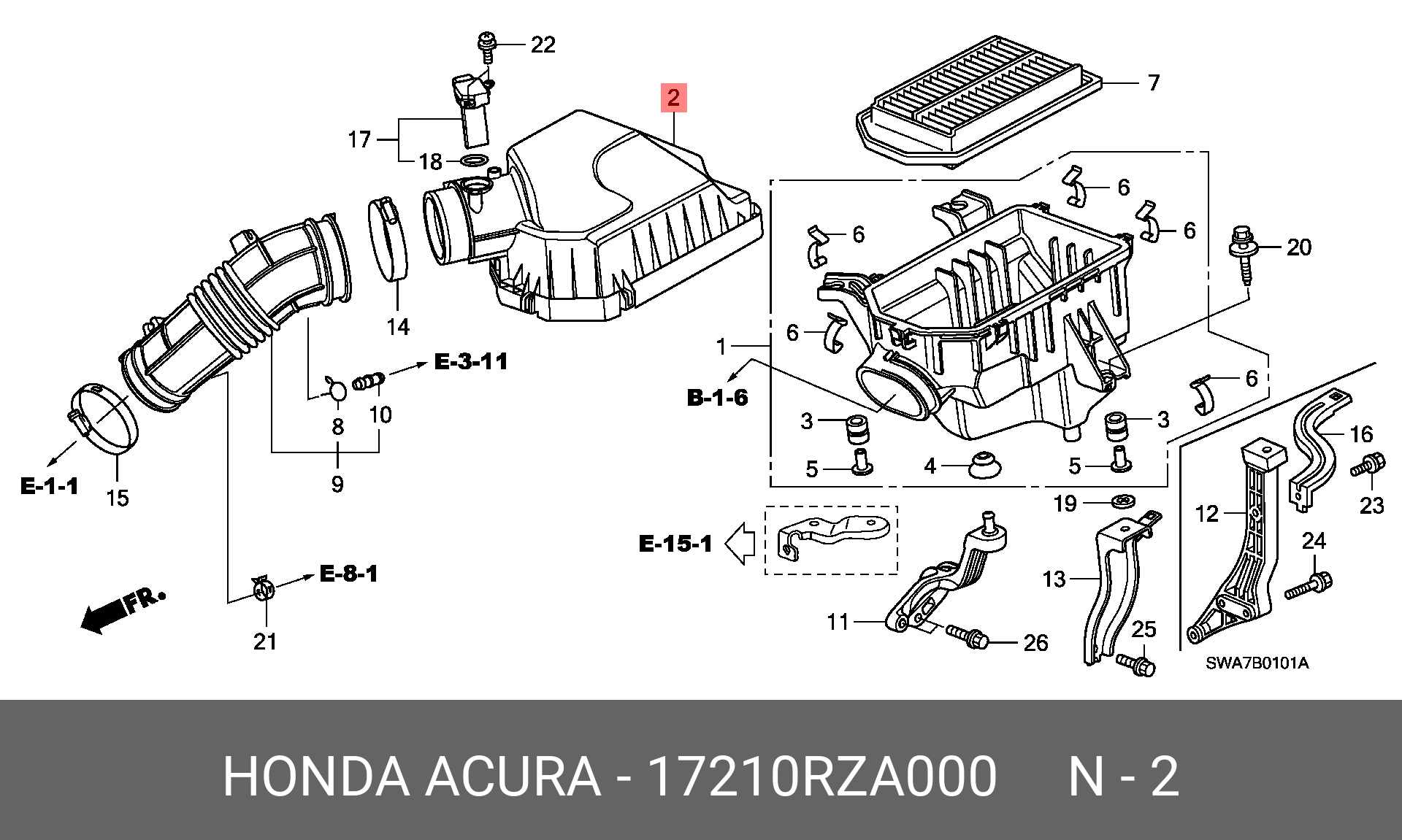 17210RZA000 HONDA Крышка корпуса воздушного фильтра