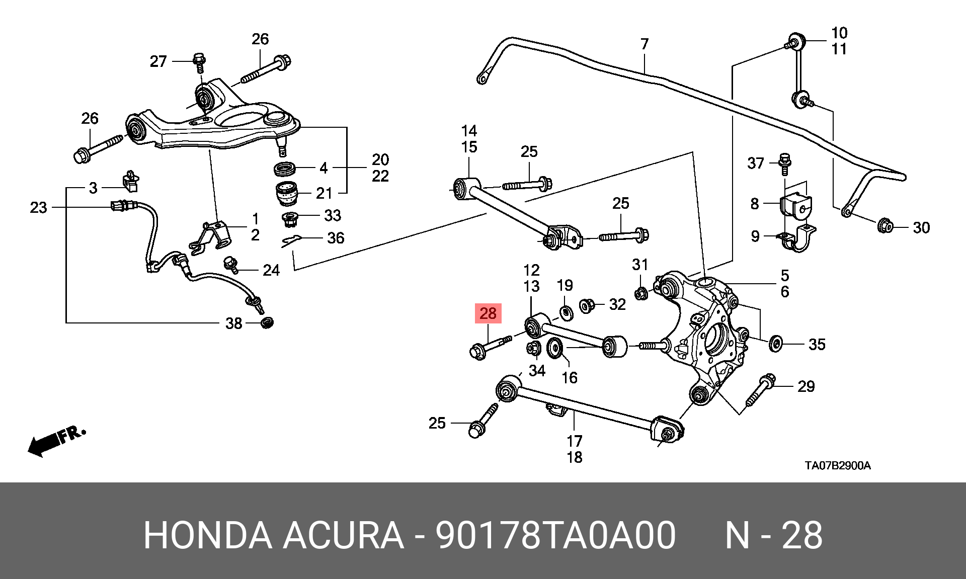 90178TA0A00 HONDA БОЛТ С ШЕСТИГРАННОЙ ГОЛОВКОЙ