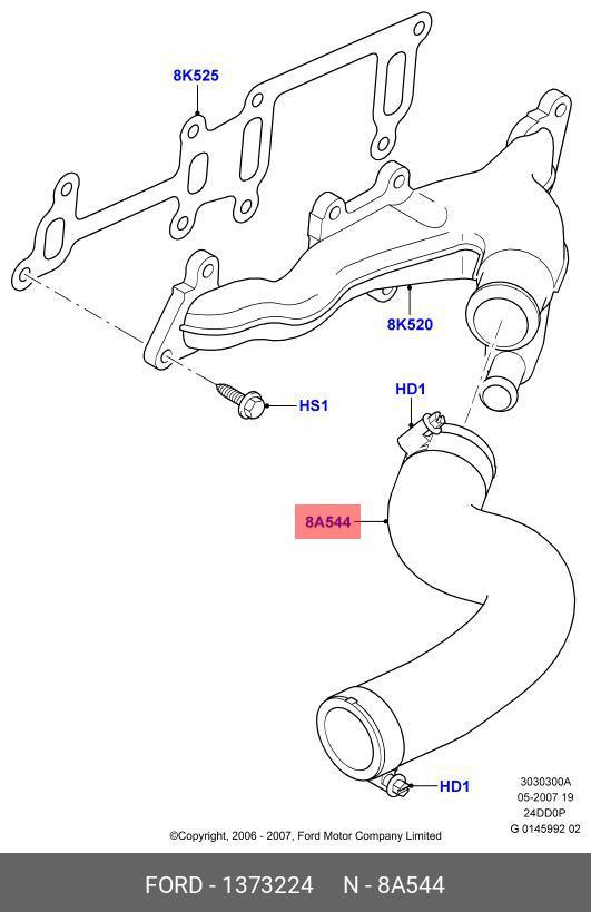 1373224 FORD WASSERSCHLAUCH,Шланг водяного коллектора / FORD Transit 2,4 Duratorq-TDCI 06~,HOSE - WATER
