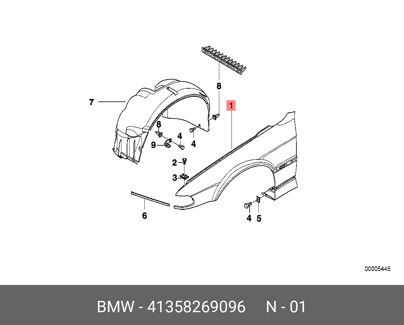 41358269096 BMW Крыло П Пд