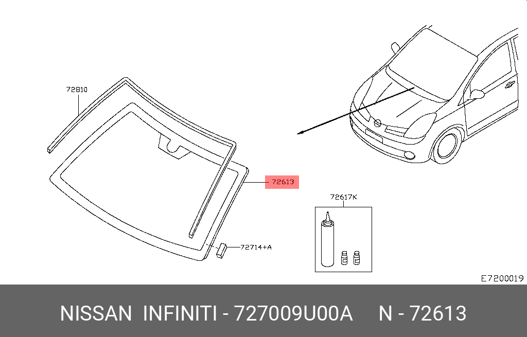 727009U00A NISSAN Стекло ветровое