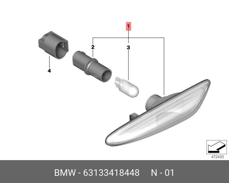 63133418448 BMW Дополнительный указатель повор.П Weiss