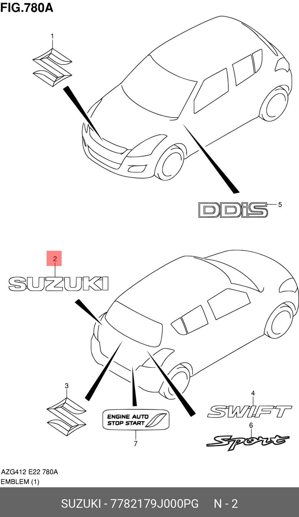 7782179J000PG SUZUKI ЭМБЛЕМА ДЕКОРАТИВНАЯ 