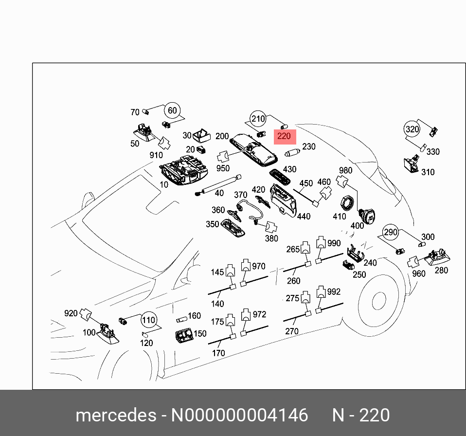 N000000004146 MERCEDES-BENZ ЛАМПОЧКА ФОНАРЯ САЛОНА 12В 6ВТ