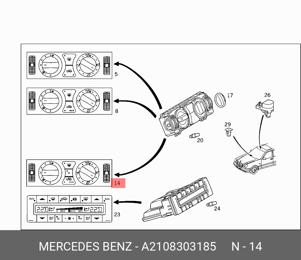 A2108303185 MERCEDES-BENZ БЛОК УПРАВЛЕНИЯ КЛИМАТИЧЕСКОЙ УСТАНОВКОЙ