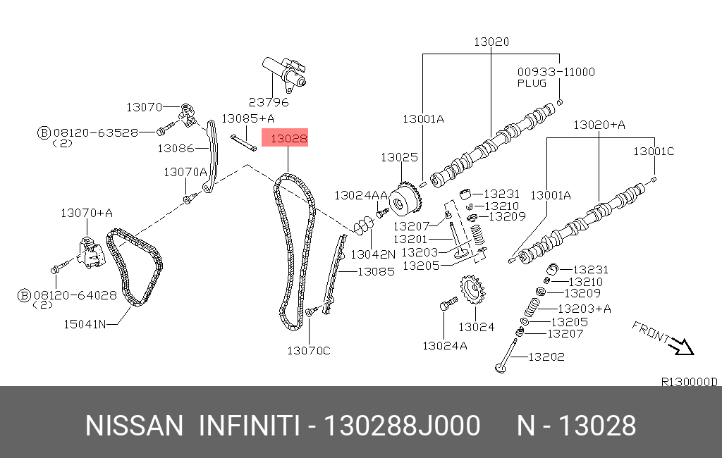 130288J000 NISSAN ЦЕПЬ РАСПРЕДВАЛА