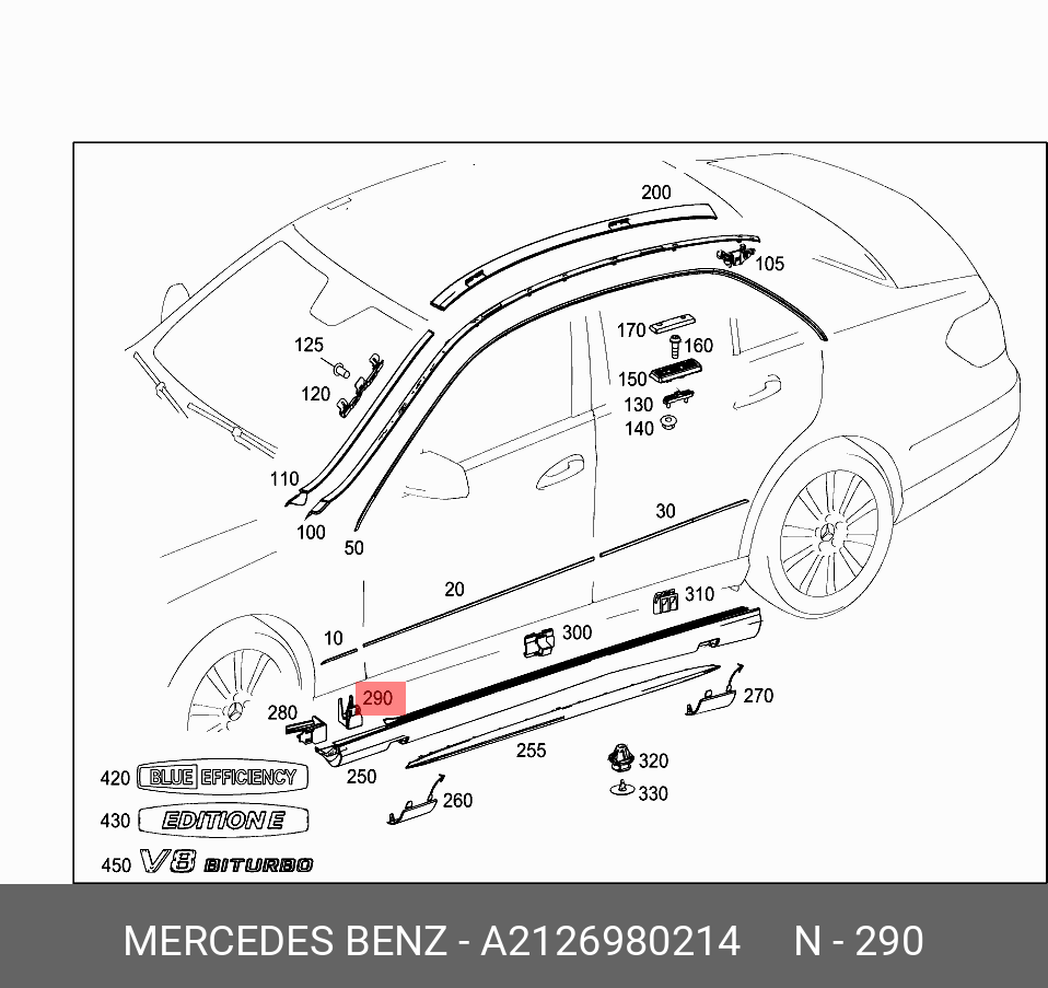 A2126980214 MERCEDES-BENZ КРЕПЕЖ НАКЛАДКИ ПОРОГА