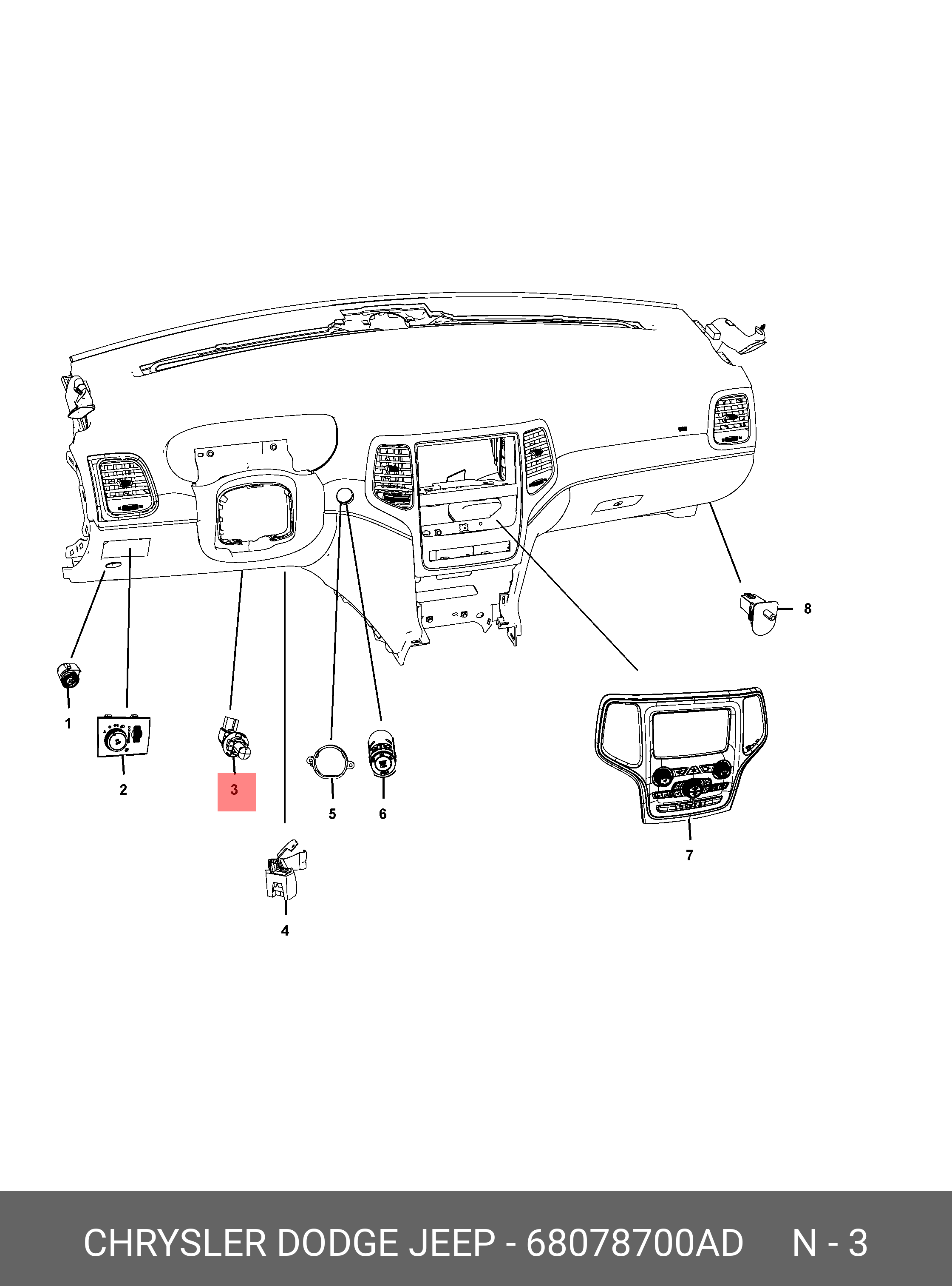 68078700AD CHRYSLER SENSOR, BRAKE PEDAL
