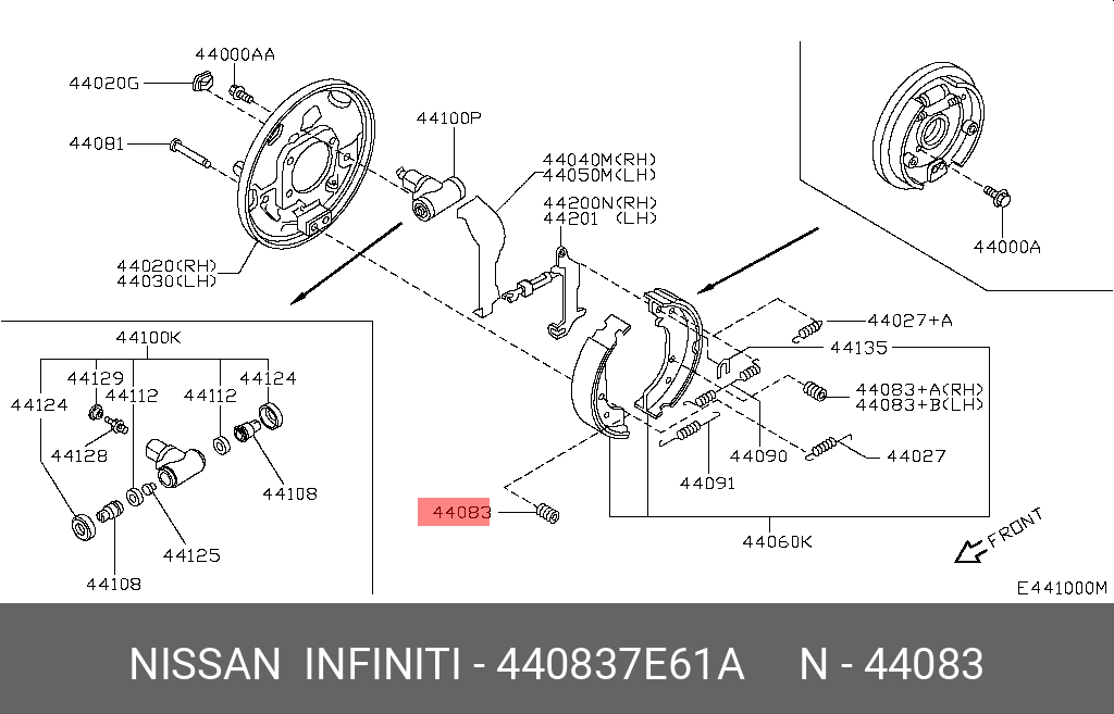 440837E61A NISSAN ПРУЖИНА ВОЗВРАТНАЯ