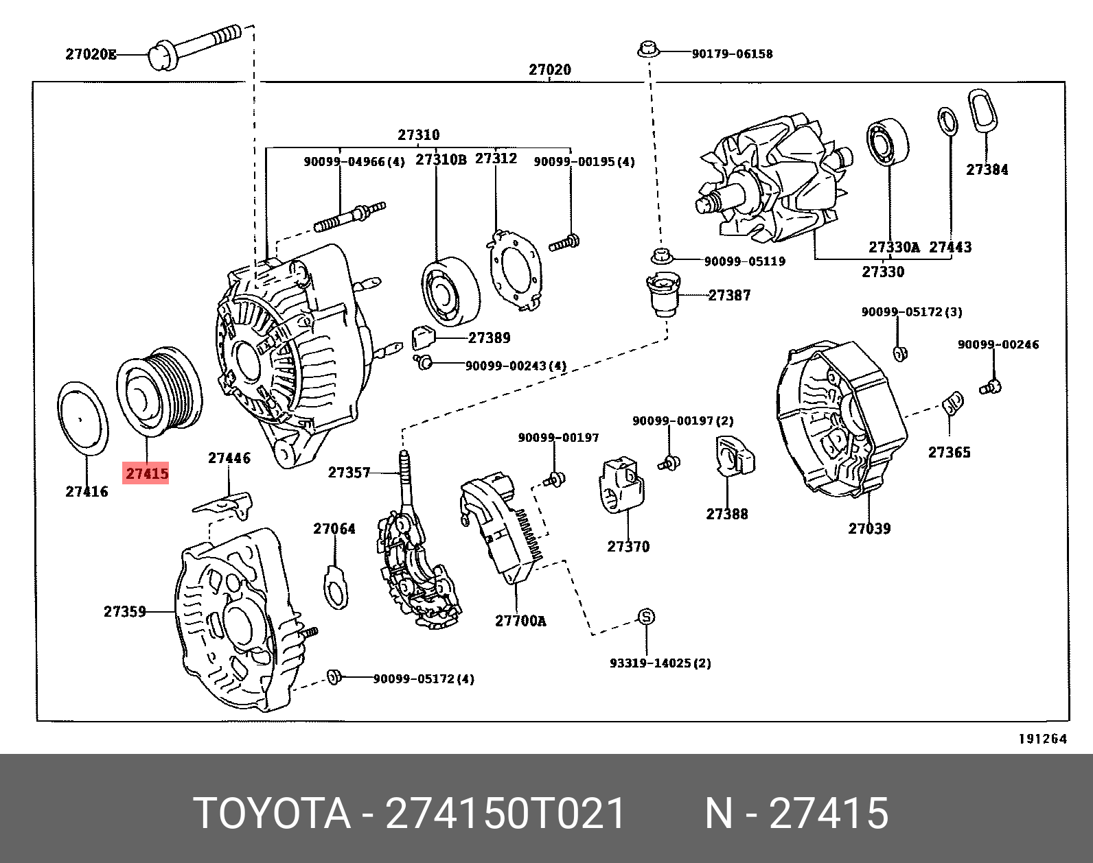 274150T021 TOYOTA Механизм свободного хода генератора