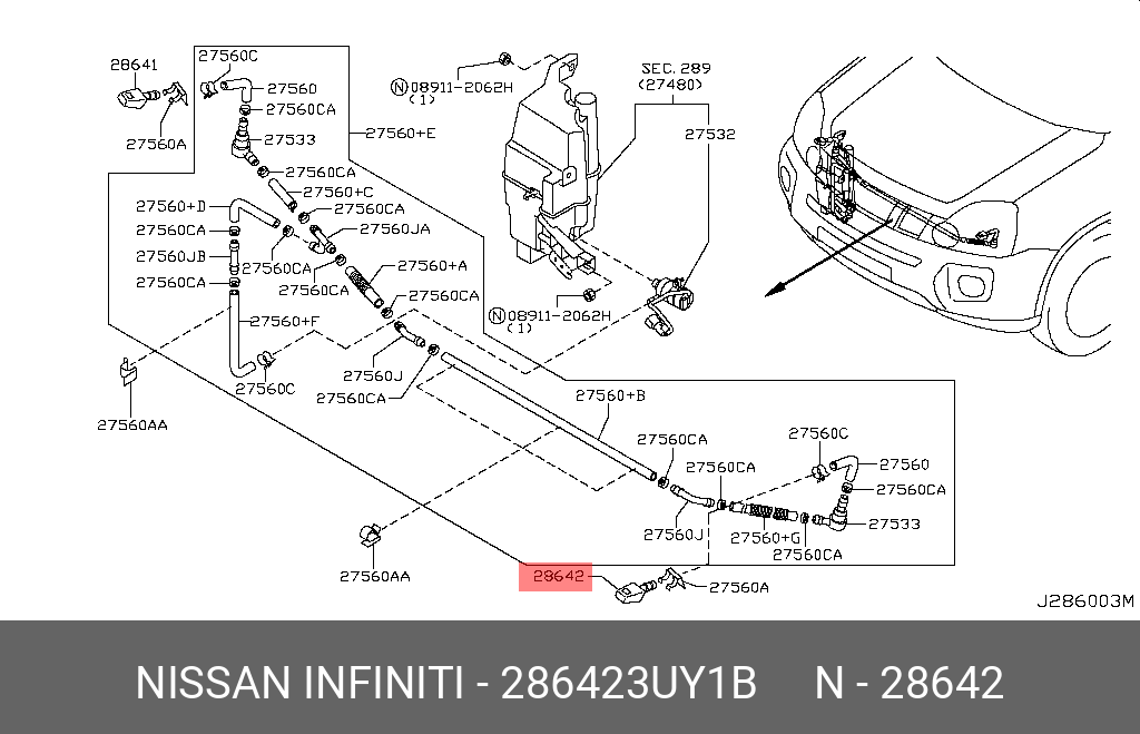 286423UY1B NISSAN ФОРСУНКА ОМЫВАТЕЛЯ Ф