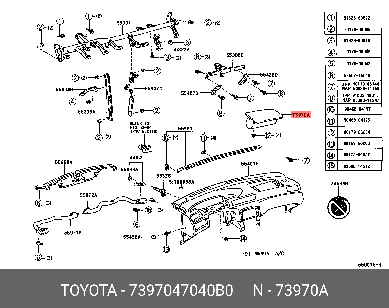 7397047040B0 TOYOTA AIR BAG ASSY, INSTRUMENT PANEL PASSENGER