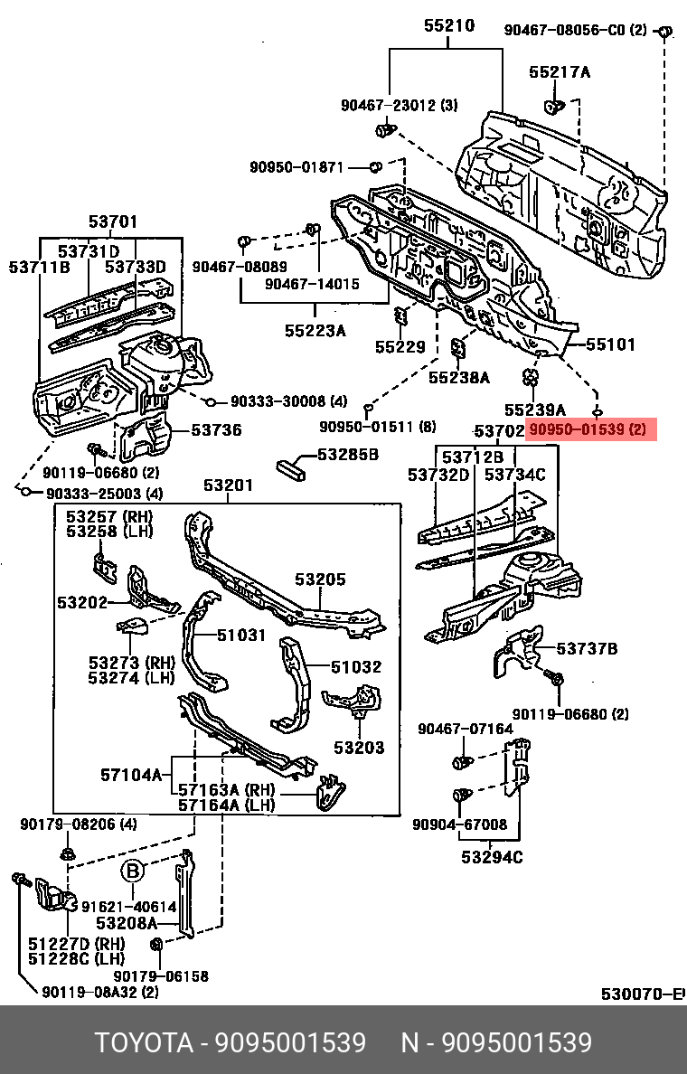 9095001539 TOYOTA ЗАГЛУШКА ПЛАСТИКОВАЯ купить в интернет-магазине AvtoTO