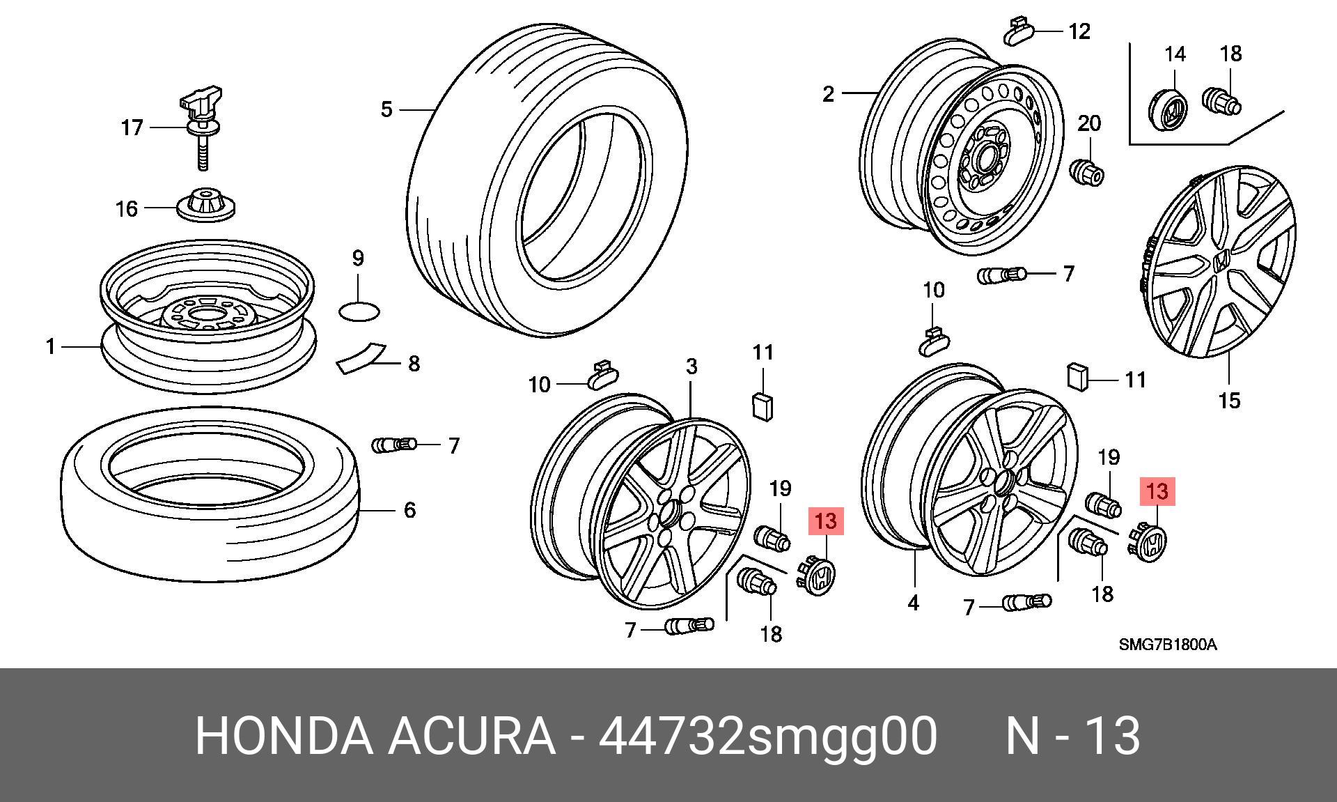 44732SMGG00 HONDA КОЛПАК СТУПИЦЫ КОЛЕСА