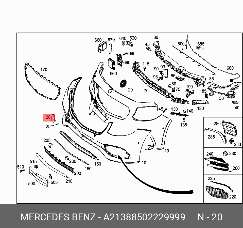 A21388502229999 MERCEDES-BENZ ЗАГЛУШКА ПРОУШИНЫ БУКСИРОВОЧНОЙ