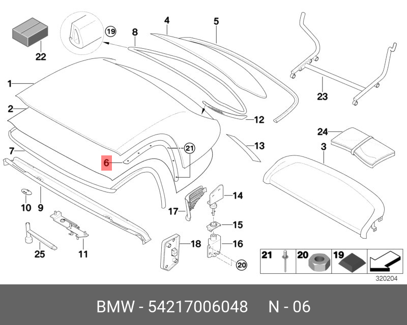 54217006048 BMW FASSUNGSSCHIENE DICHTUNG RECHTS,Удерживающая рейка уплотнения п