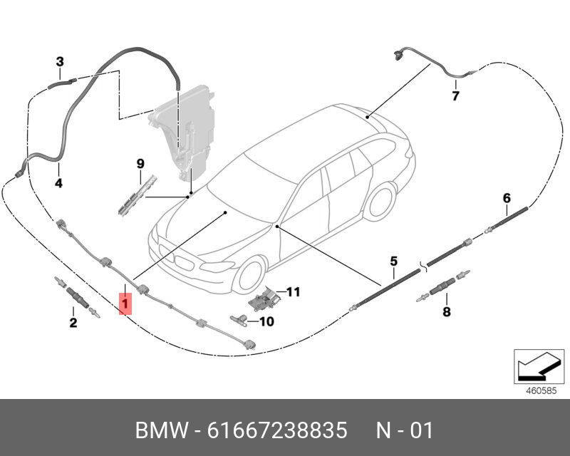 61667238835 BMW Цепь форсунок стеклоомывателя