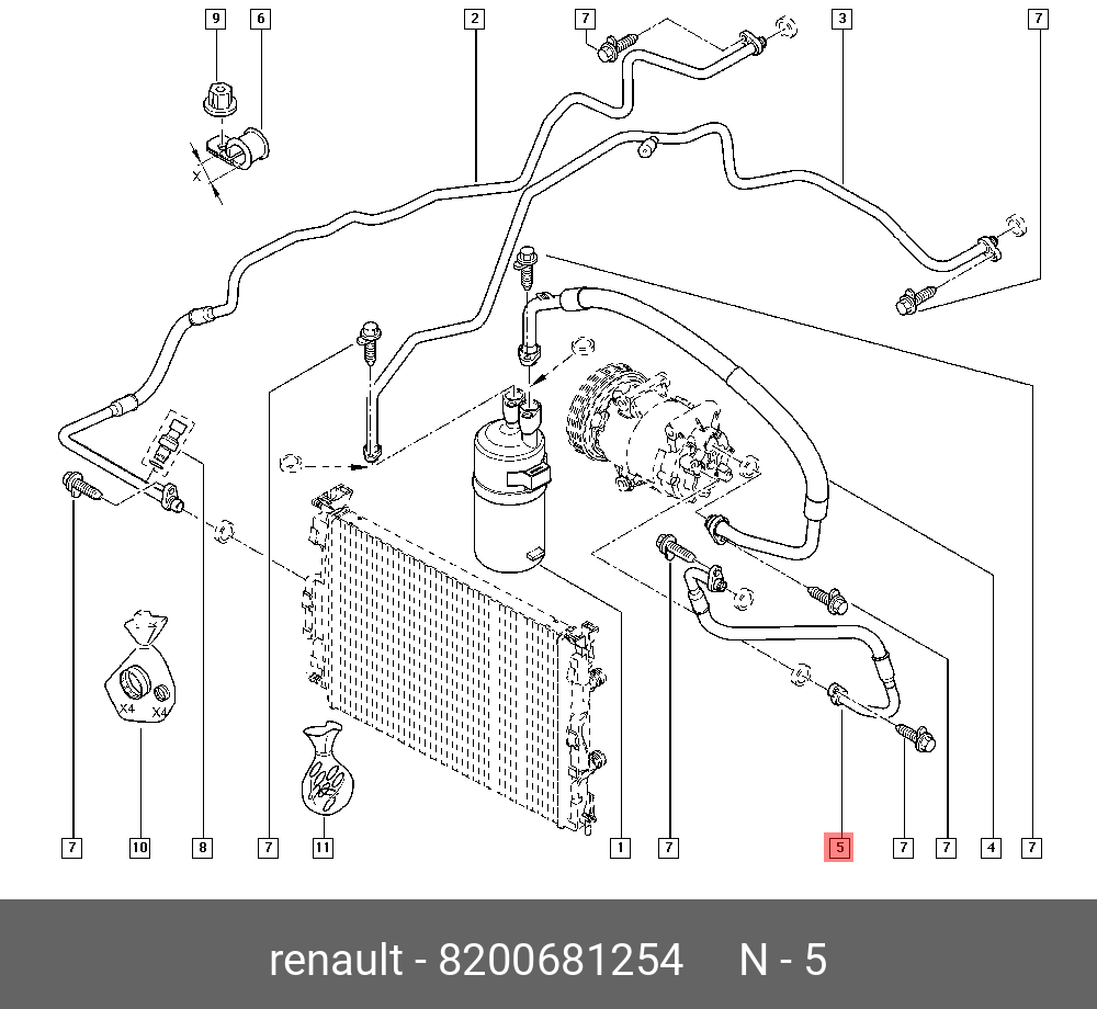 8200681254 RENAULT Трубопровод высокого давления, кондиционер купить в  интернет-магазине AvtoTO