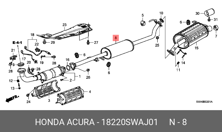 18220SWAJ01 HONDA Труба b, вып.