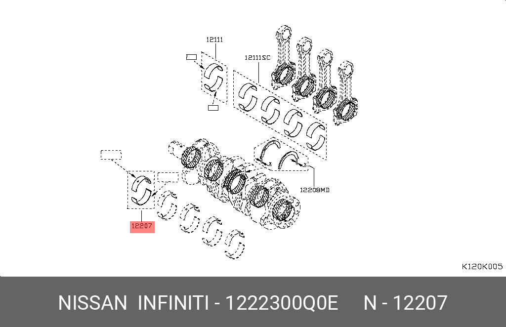 1222300Q0E NISSAN Вкладыши коренные коленвала