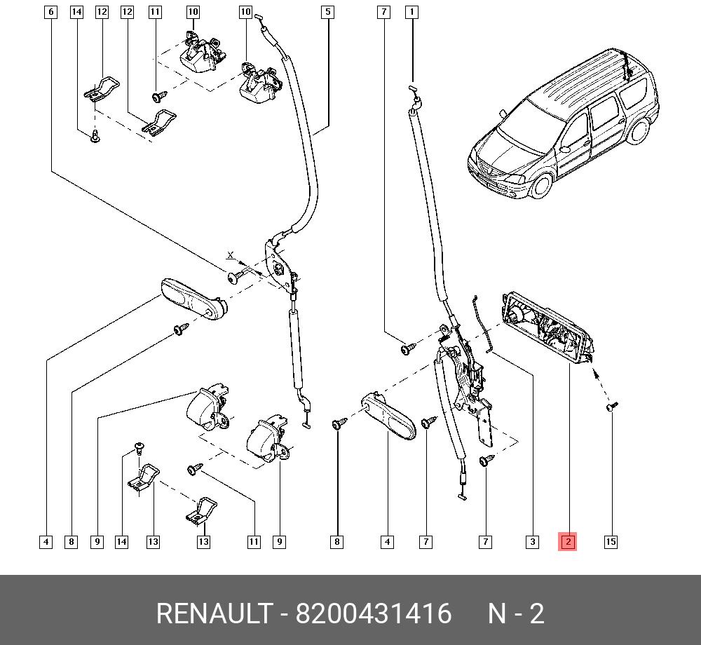 8200431416 RENAULT РУЧКА ДВЕРИ ЗАДН ЛЕВ. (ПЛАС) купить в интернет-магазине  AvtoTO