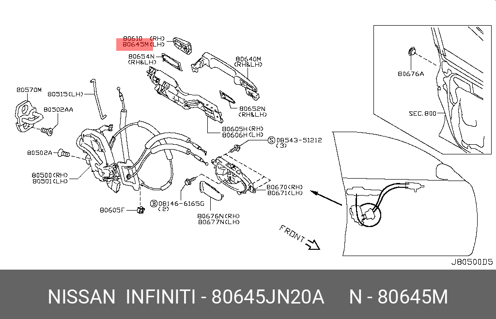 80645JN20A NISSAN ESCUTCHEON-OUTSIDE HANDLE,FRONT DOOR LH