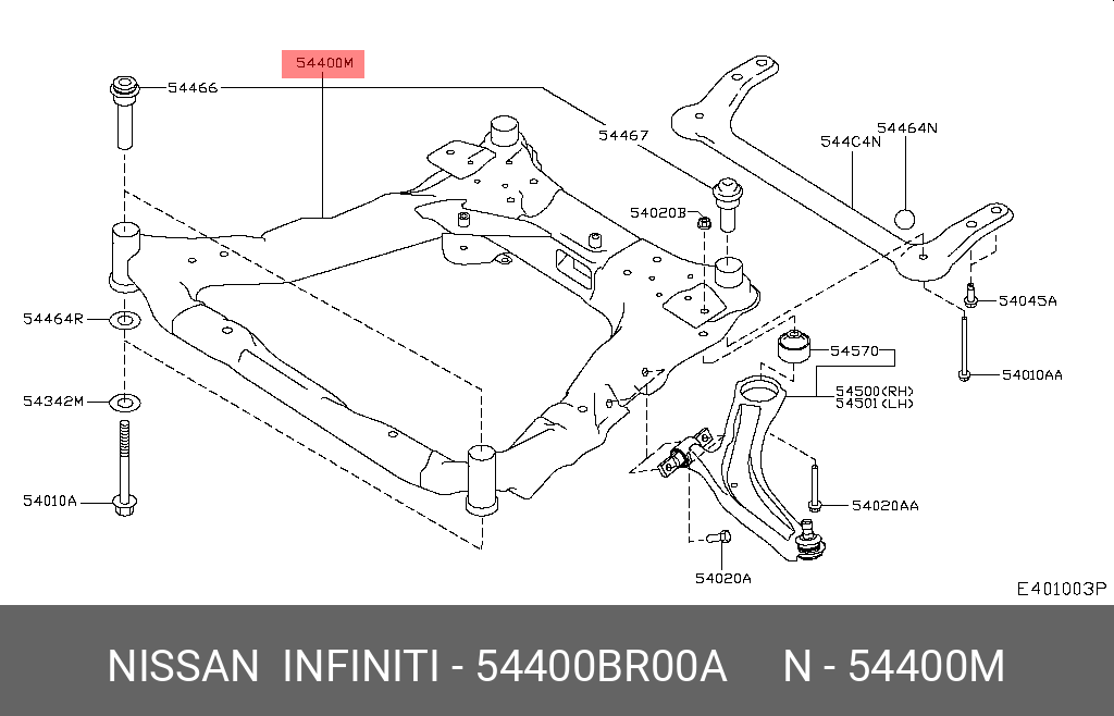 54400BR00A NISSAN Подрамник передней подвески