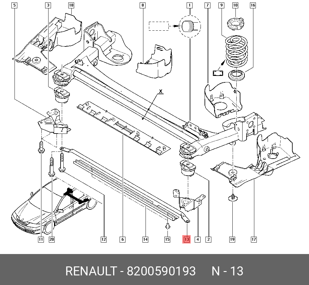 8200038284 RENAULT ОПОРА ПРУЖИНЫ ЗАДН ПОДВЕСКИ (РЕЗ) купить в интернет-магазине 