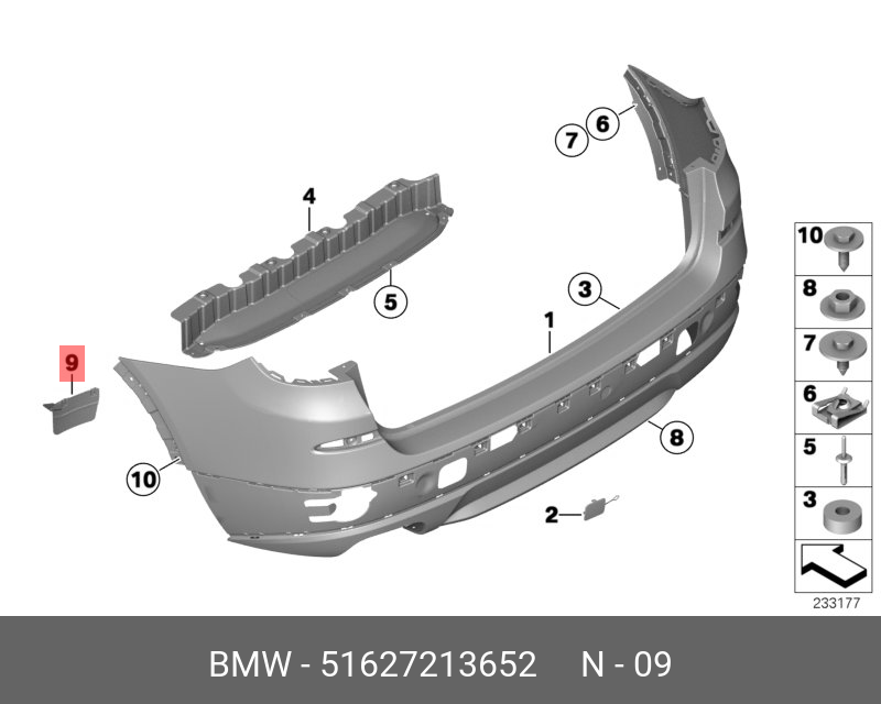 51127154094 BMW Ремкомплект заднего бампера купить в интернет-магазине AvtoTO