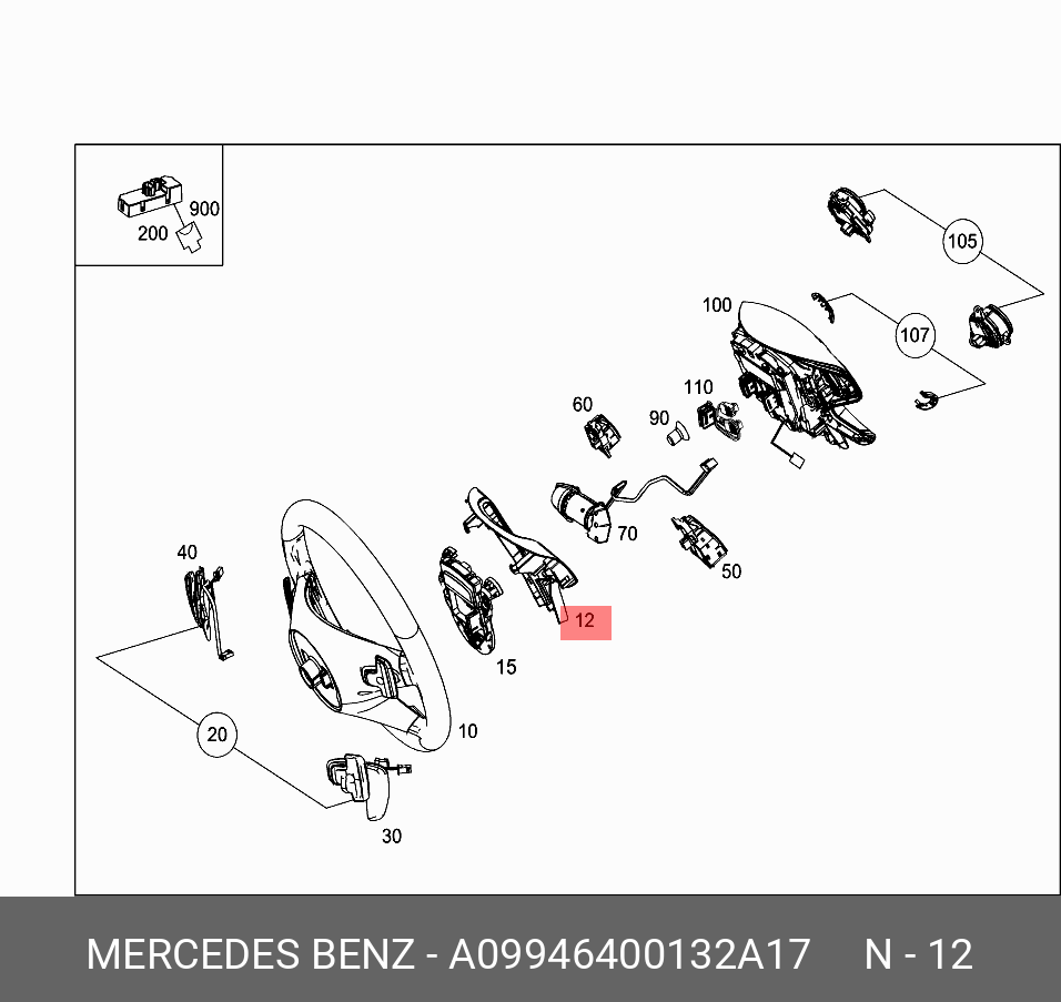 A09946400132A17 MERCEDES-BENZ НАКЛАДКА КОЛЕСА РУЛЕВОГО