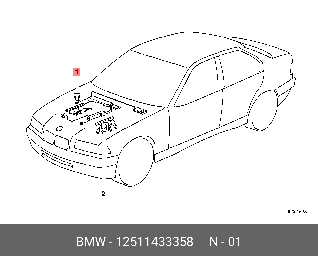 12511433358 BMW Жгут проводов двигателя/DME,KABELBAUM MOTOR DME